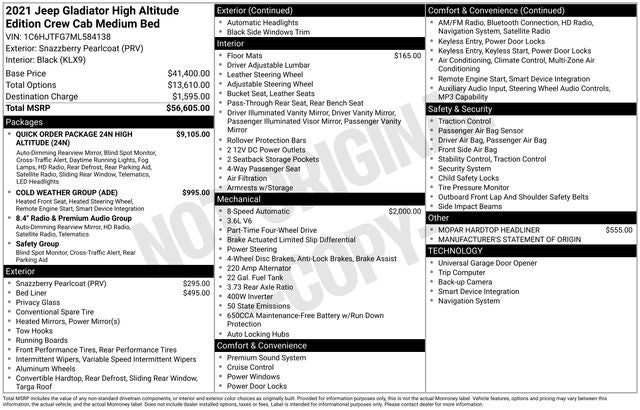 2021 Jeep Gladiator High Altitude 4x4