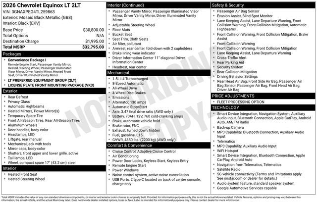 2026 Chevrolet Equinox AWD LT