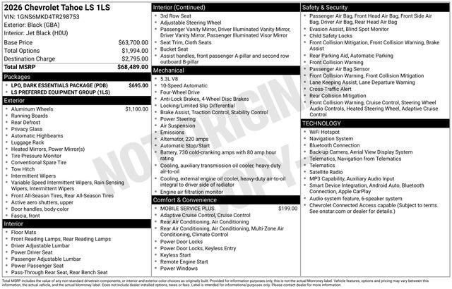 2026 Chevrolet Tahoe LS