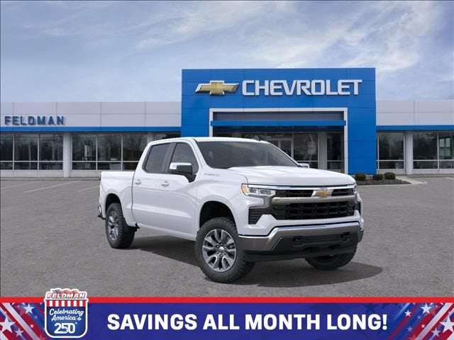 2026 Chevrolet Silverado 1500 LT (2FL) in Summit White — front three-quarter view