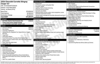 2026 Chevrolet Corvette Stingray 1LT