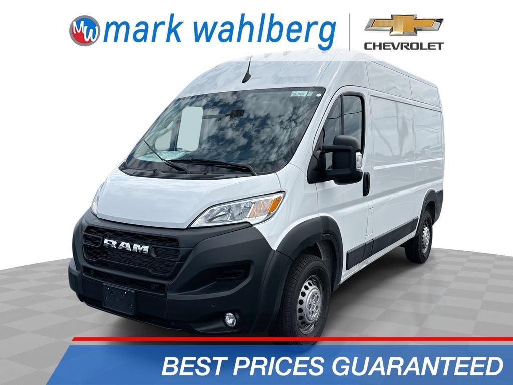 2025 RAM ProMaster Cargo Van Tradesman in Bright White Clearcoat — front three-quarter view
